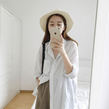 Monkey Style / 韩国夏季新款宽松薄款显瘦竖条纹衬衫外套衬衣女