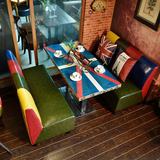 咖啡厅咖啡馆奶茶店甜品店西餐厅卡座桌椅套件皮艺沙发复古创意