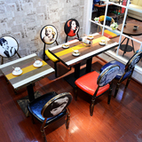 1.2米美式一桌四椅4人组合主题餐桌餐饮loft桌椅奶茶甜品店咖啡馆