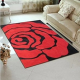 简约时尚黑白红色玫瑰花结婚房地毯客厅茶几手工地毯卧室床边地毯