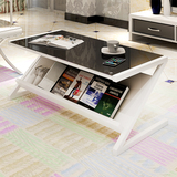 多功能烤漆双层茶几简约现代钢化玻璃面大小户型客厅创意小办公桌