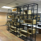 工业LOFT美式书架客厅复古书柜铁艺隔搁板置物架实木隔断展示货架