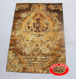 西藏佛像 尼泊尔唐卡画像 织锦画 丝绸绣 四臂观音唐卡刺绣