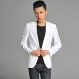 2015韩版 修身 时尚 工作 免烫 休闲 男士 西装服纯白上衣单件