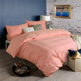 美式纯色被套床单 全棉纽扣四件套 床上用品4件套 单双人床特价