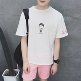 夏季男士日系小清新个性卡通人物印花短袖t恤韩版青年学生半袖潮