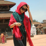 披肩女夏民族风超长防晒薄棉麻印度尼泊尔红色绿双色超大3米围巾