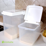 日本进口装米桶橱柜储米箱5kg塑料透明米缸10kg防虫送量杯带滑轮