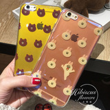 韩国小熊iPhone6手机壳卡通6plus保护套蓝光可爱兔子6s个性创意软