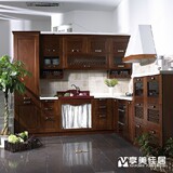 原创意大利设计欧式原木整体橱柜定做L型橡木厨房厨柜定制