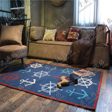 时尚蓝色地中海宜家地毯客厅茶几沙发地毯卧室床边手工晴纶地毯