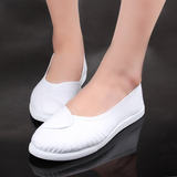春秋季白色护士鞋坡跟布鞋女单鞋软底美容院舞蹈工作鞋平跟黑布鞋