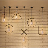 北欧宜家简约吧台灯loft服装店创意个性复古铁艺几何艺术餐厅吊灯