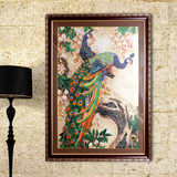 自油自画 数字油画diy 客厅餐厅动物风景大幅欧式手绘装饰画 孔雀