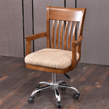 新中式实木转椅橡木电脑椅可升降椅子实木办公椅书椅布艺软包椅子