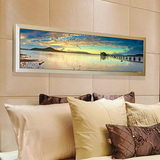 大幅卧室装饰画床头背景墙画现代简约客厅横幅有框画海边风景挂画