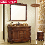 新古典实木欧式卫浴柜仿古浴室柜雕花大理石 落地橡木面盆柜组合