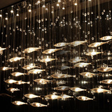 正品特价后现代艺术玻璃飞鱼吊灯 工程别墅会所餐厅LED鱼群灯