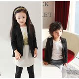 2016春秋韩国女童装韩版男童黑色修身小西装宝宝西服百搭儿童外套