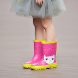 卡通猫儿童雨鞋女童短筒保暖防滑雨靴儿童胶鞋套鞋幼儿防水鞋冬季