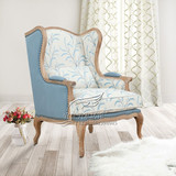 法式美式复古实木单人沙发椅客厅卧室老虎椅休闲椅会所办公高背椅