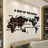 80饰家 世界地图拼图亚克力3D立体墙贴客厅沙发电视背景墙壁装饰