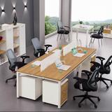 天津宏林办公家具 办公桌 组合钢木结构四人工位 双人办公桌 工位