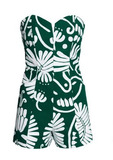 H&M HM女装专柜正品折扣代购 后拉链露肩抹胸印花 绿色连体短裤