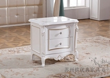 欧式床头柜新古典实木雕花法式简约床边柜烤漆两抽储物白色床头柜