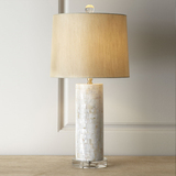 美式创意复古白色贝壳布艺艺术台灯创意床头卧室客厅水晶台灯包邮