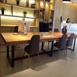 美式loft复古铁艺实木餐桌椅组合长办公桌书桌会议桌老板桌电脑桌