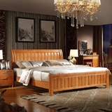 特价床1.5 1.8米双人床 全实木床 橡木床 简约现代储物高箱实木床