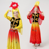 新款新疆维吾尔族舞蹈演出服装 少数民族舞台演出服 成人连衣裙