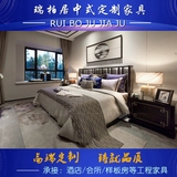 现代新中式古典实木床皮艺双人床卧室婚床简约软包布艺床家具定制