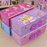 韩版创意芭比公主儿童女学生铅笔盒三层密码锁文具盒多层大容量艾弗来