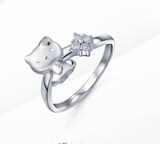 周生生代购 18K白色Hello Kitty 镶钻 钻石戒指 钻戒