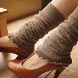 包邮护腿袜套女韩国短靴春秋冬季 日系堆堆袜套腿套 毛线袜套黑色