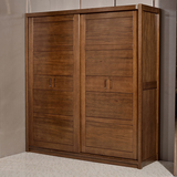 全实木衣柜现代中式推拉门大衣柜黑胡桃木衣柜储物柜衣橱卧室家具
