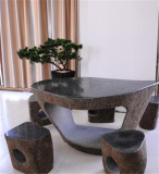 石雕庭院天然户外石桌石凳大理石园林桌凳桌椅花园茶几茶盘石桌