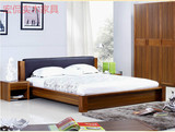宏侃家具全实木榻榻米床软靠背胡桃木床简约现代日式高低矮床特价