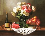 欧式简约装饰画古典静物水果挂画餐厅红酒杯有框画 现代单幅壁画