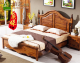 美式全实木床1.8米双人婚床  纯柏木卧室储物床  1.5米单人床白色