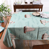 地中海帆船桌布艺术餐桌盖布棉麻差价布装饰布 可定制