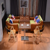 北欧西餐厅咖啡馆布艺单人双人沙发卡座甜品店奶茶店餐桌椅组合