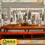 3D复古中式古典制茶工艺饭店背景墙纸壁纸商用无纺布手绘大型壁画