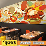 3D手绘卡通日式拉面店大型壁画料理店餐饮店麻辣烫环保壁纸墙纸