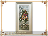 欧式立体装饰画树脂浮雕花卉壁画竖式酒店玄关大型挂画百合与玫瑰