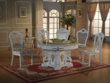 大理石圆餐桌椅组合欧式实木现代简约橡木宜家具圆形吃饭桌子