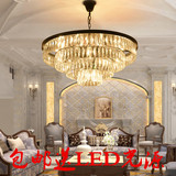 现代水晶吊灯圆形复古大气美式铁艺简约欧式酒店工程会所客厅餐厅