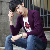 16男孩大童青少年修身韩版假两件春秋季针织衫外套学生衬衫领上衣